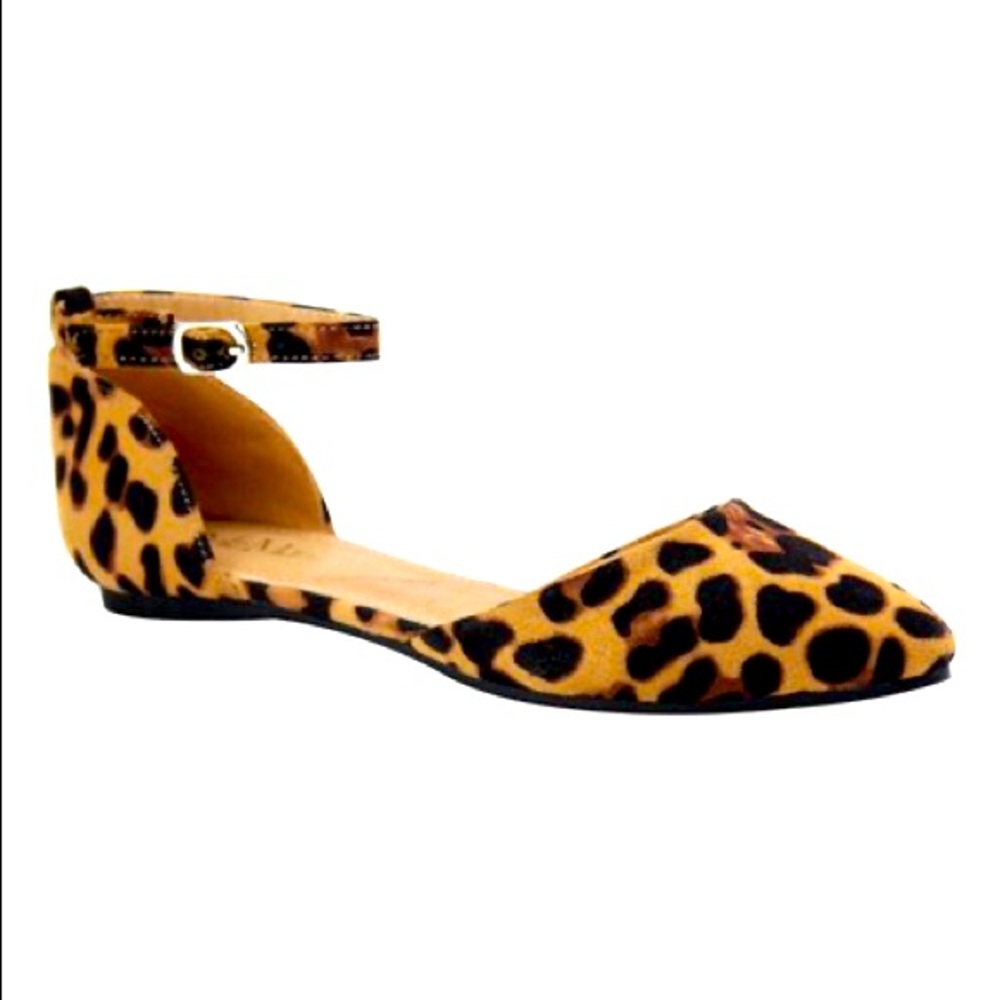 VICI Get The Point Leopard Blush Ankle-Strap Flat ~ Size 7